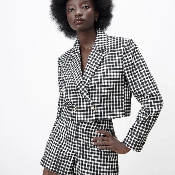 Houndstooth Jacket Zara Black And White Check Jacket Zara Women's